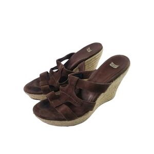 UGG Suede Leather Brown Wedge Sandals Size 11